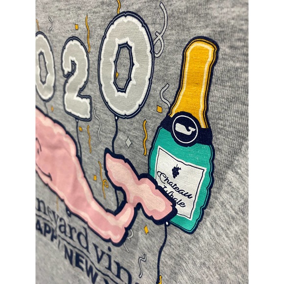 Vineyard Vines Shirt Men Small Gray Long Sleeve Tee Happy New Years 2020 - Picture 6 of 12